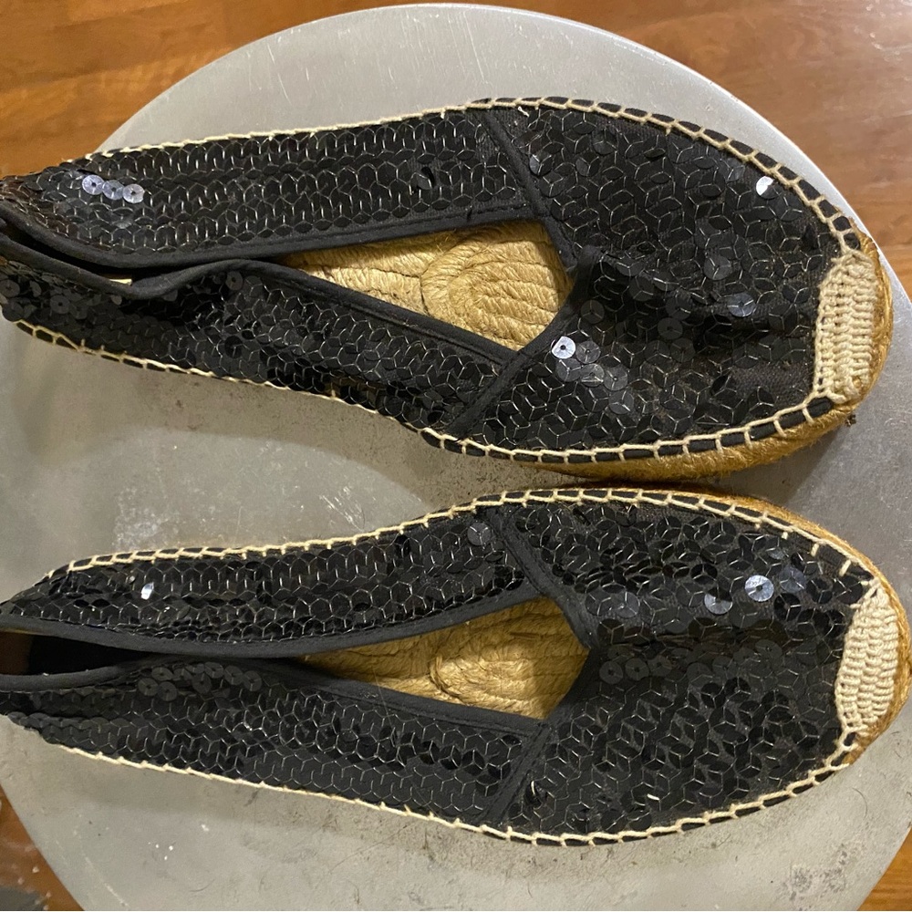 Black Sequin Espadrille Flats